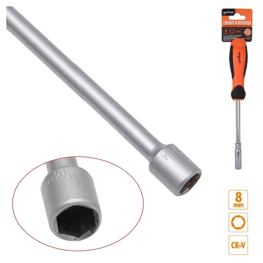 foto del prodotto trade shop - chiave a bussola esagonale 8 mm cacciavite cr-v con impugnatura ergonomica 94865 -