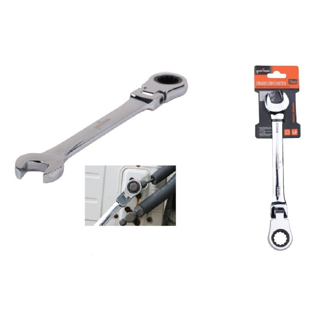 foto del prodotto trade shop - chiave a cricchetto combinata 18mm testa pieghevole cromo vanadio utensile 91739 -
