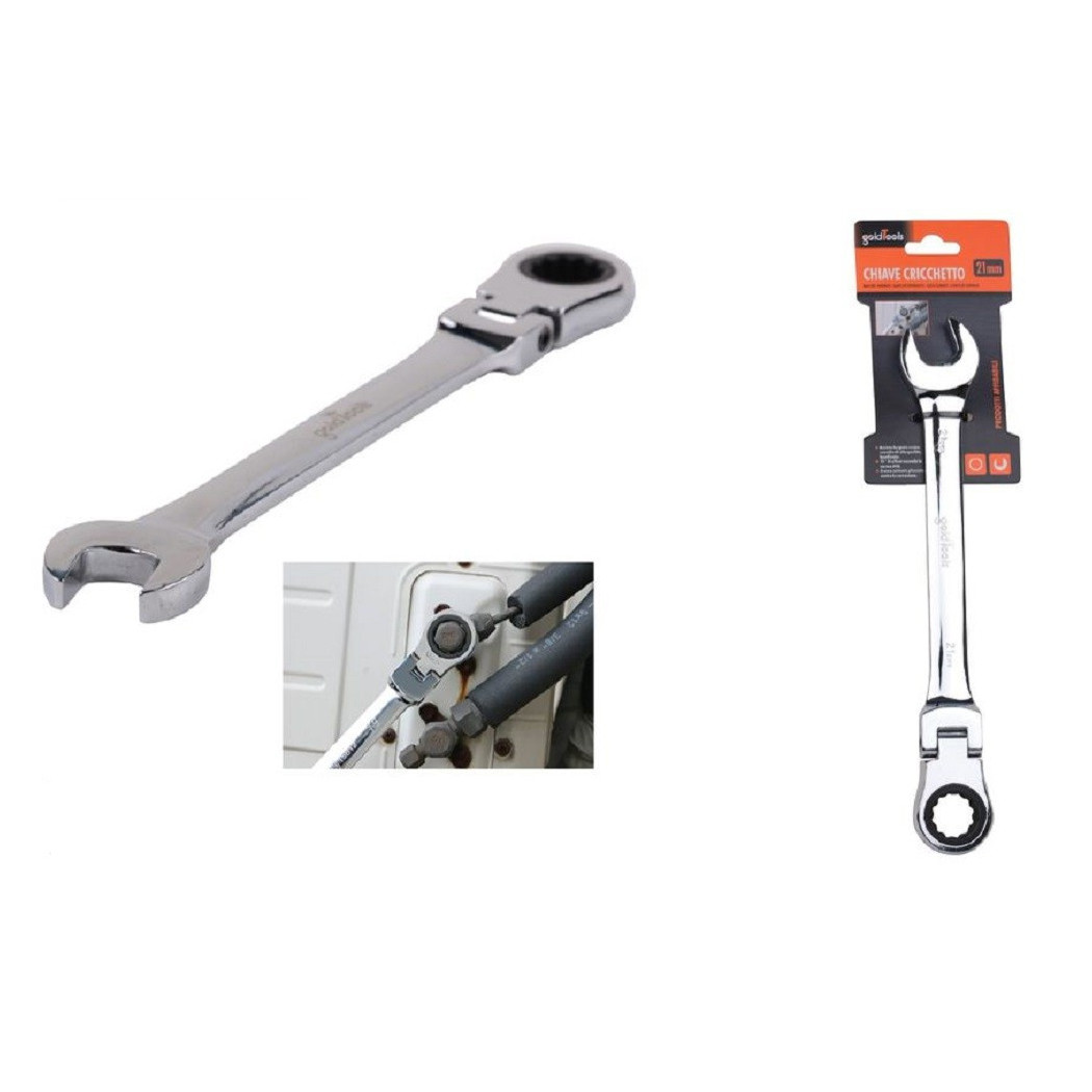 foto del prodotto trade shop - chiave a cricchetto combinata 21mm testa pieghevole cromo vanadio utensile 91742 -