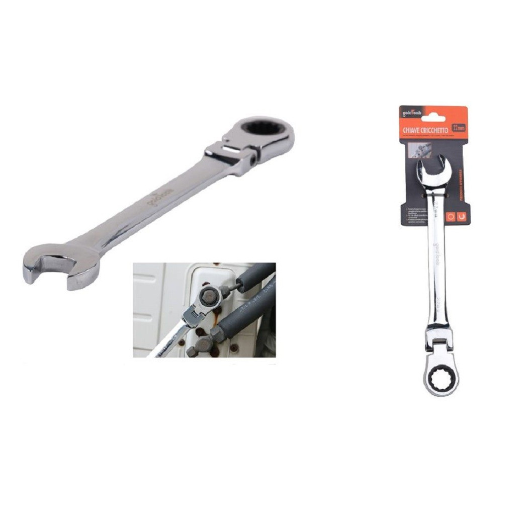 foto del prodotto trade shop - chiave a cricchetto combinata 22mm testa pieghevole cromo vanadio utensile 91743 -