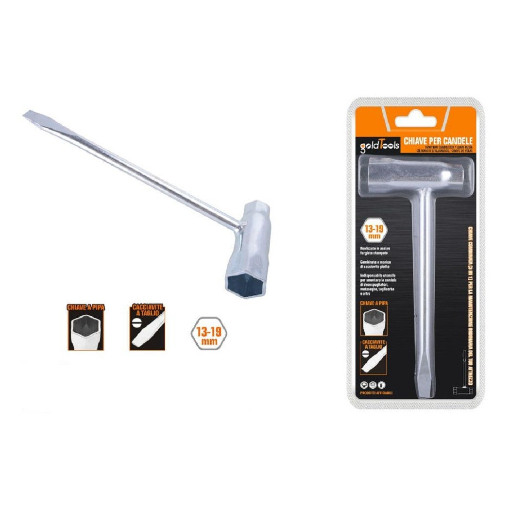 foto del prodotto trade shop - chiave combinata per candele a pipa 13-19 mm cacciavite a taglio motoseghe 57257 -