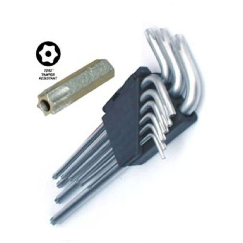 foto del prodotto trade shop chiavini in acciaio torx set 9 pezzi da t10 a t50 professionale con custodia 