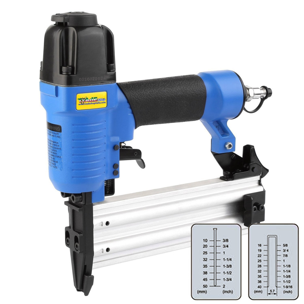 foto del prodotto trade shop chiodatrice spillatrice aria 2 funzioni sparachiodi pistola per chiodi 10 50 mm 