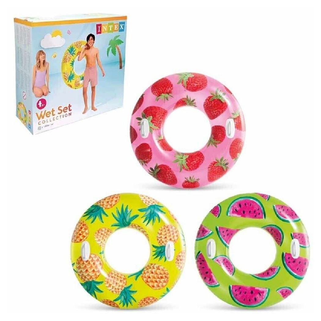 foto del prodotto trade shop ciambella salvagente tropicale frutta estiva con maniglie 107cm assortiti 56261 