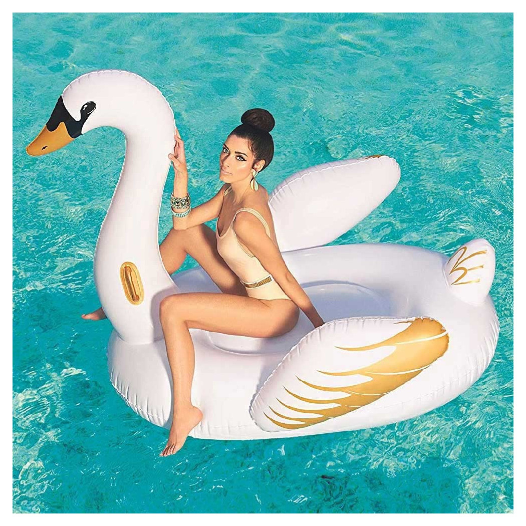 foto del prodotto trade shop cigno fashion luxury cavalcabile gigante 169 x 169 cm bianco e oro isola 