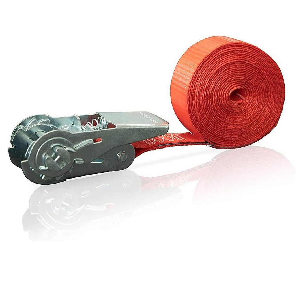 foto del prodotto trade shop cinghia a cricchetto monoblocco 500 dan lunghezza 4metri rosso x 25mm max 500kg 