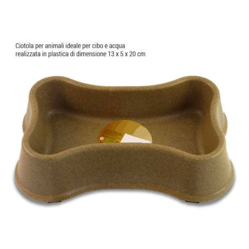 foto del prodotto trade shop ciotola per cani gatti animali in plastica 13x5x20 cm acqua cibo marrone 