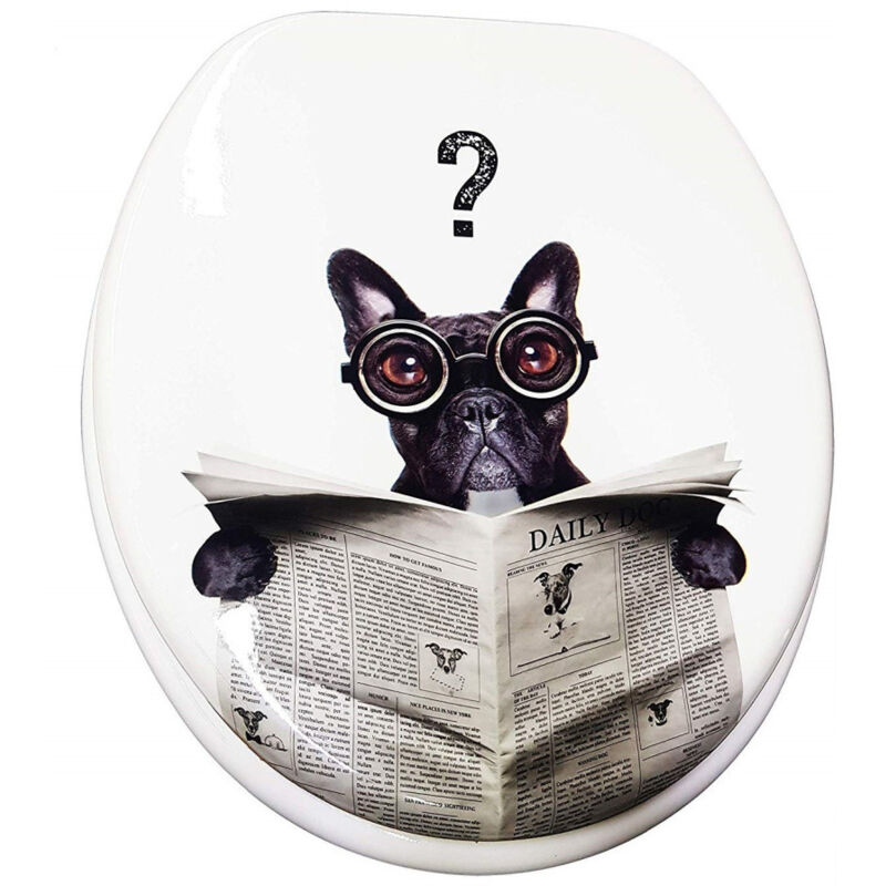 foto del prodotto trade shop cleafe copriwater universale cagnolino nero giornale 69002 tazza bagno wc water 3,5