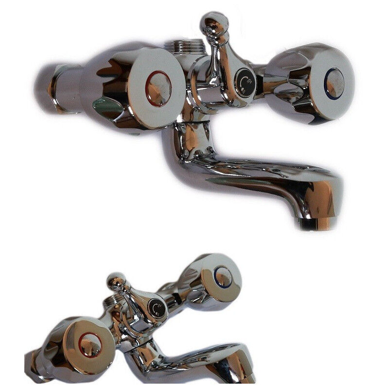 foto del prodotto trade shop cleafe rubinetto miscelatore vasca da bagno cromato con attacco per doccia retro 66001 