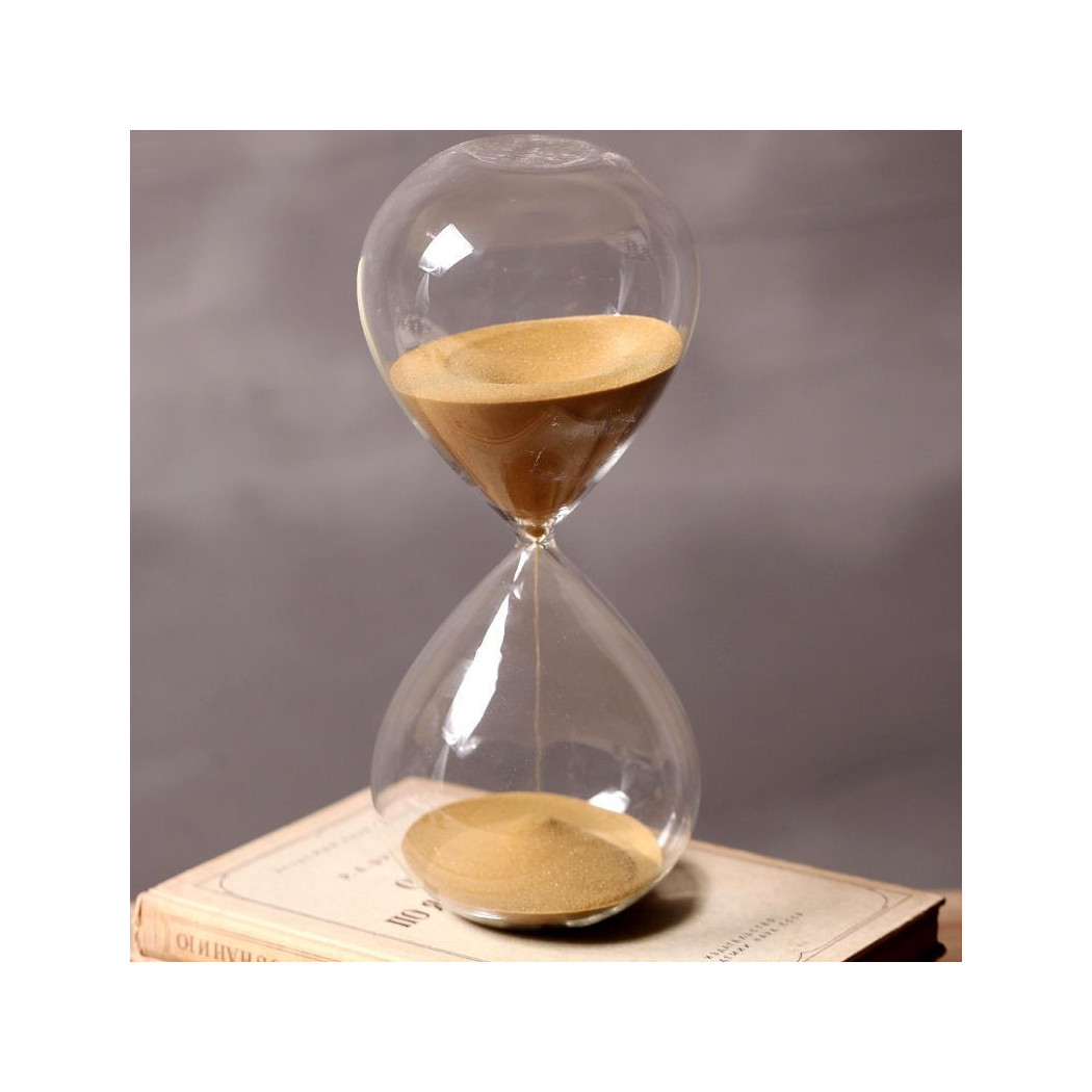 foto del prodotto trade shop clessidra in vetro design timer sabbia colorata durata tempo 5 minuti 