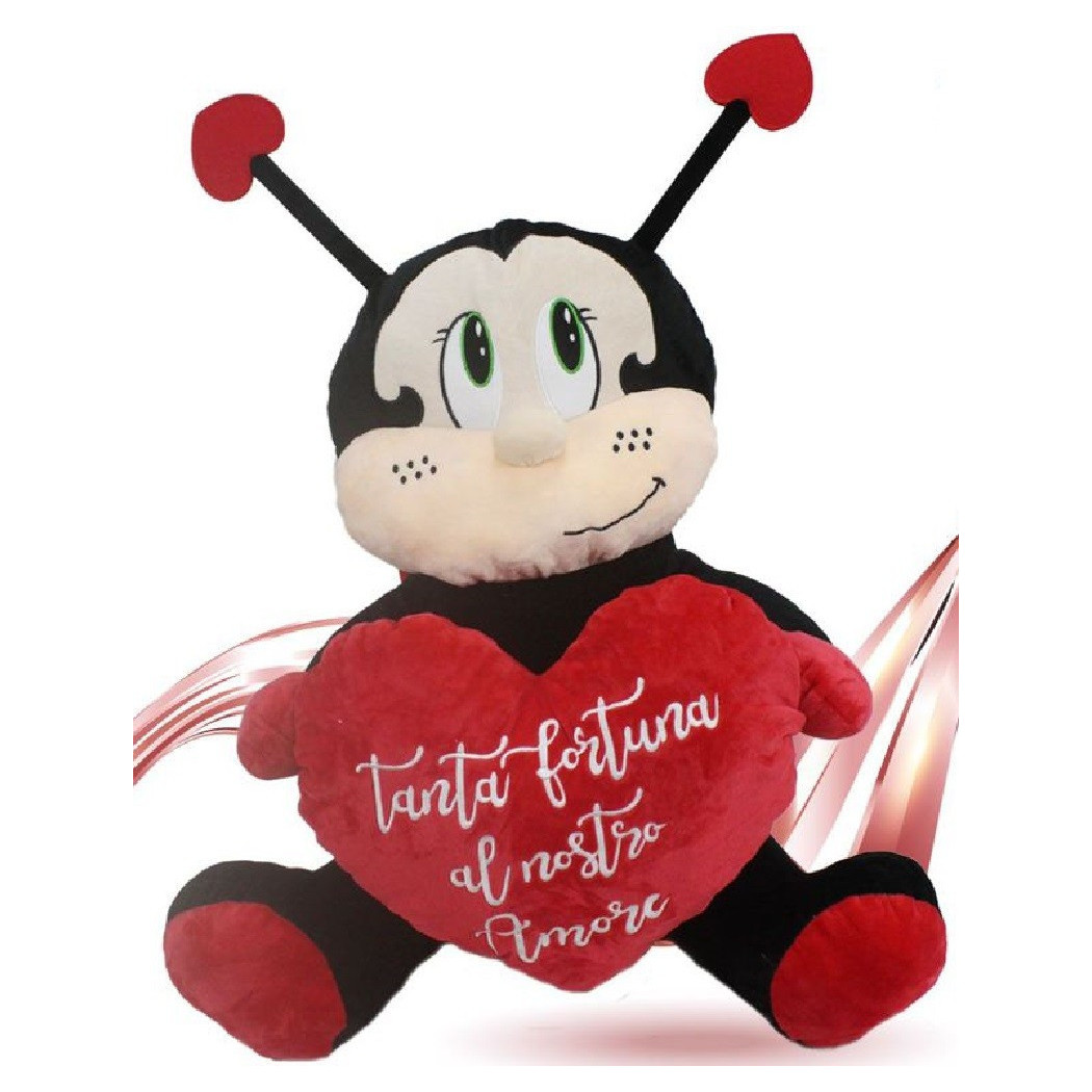 foto del prodotto trade shop coccinella peluche da 55 cm con cuore regalo porta fortuna san valentino 95387 