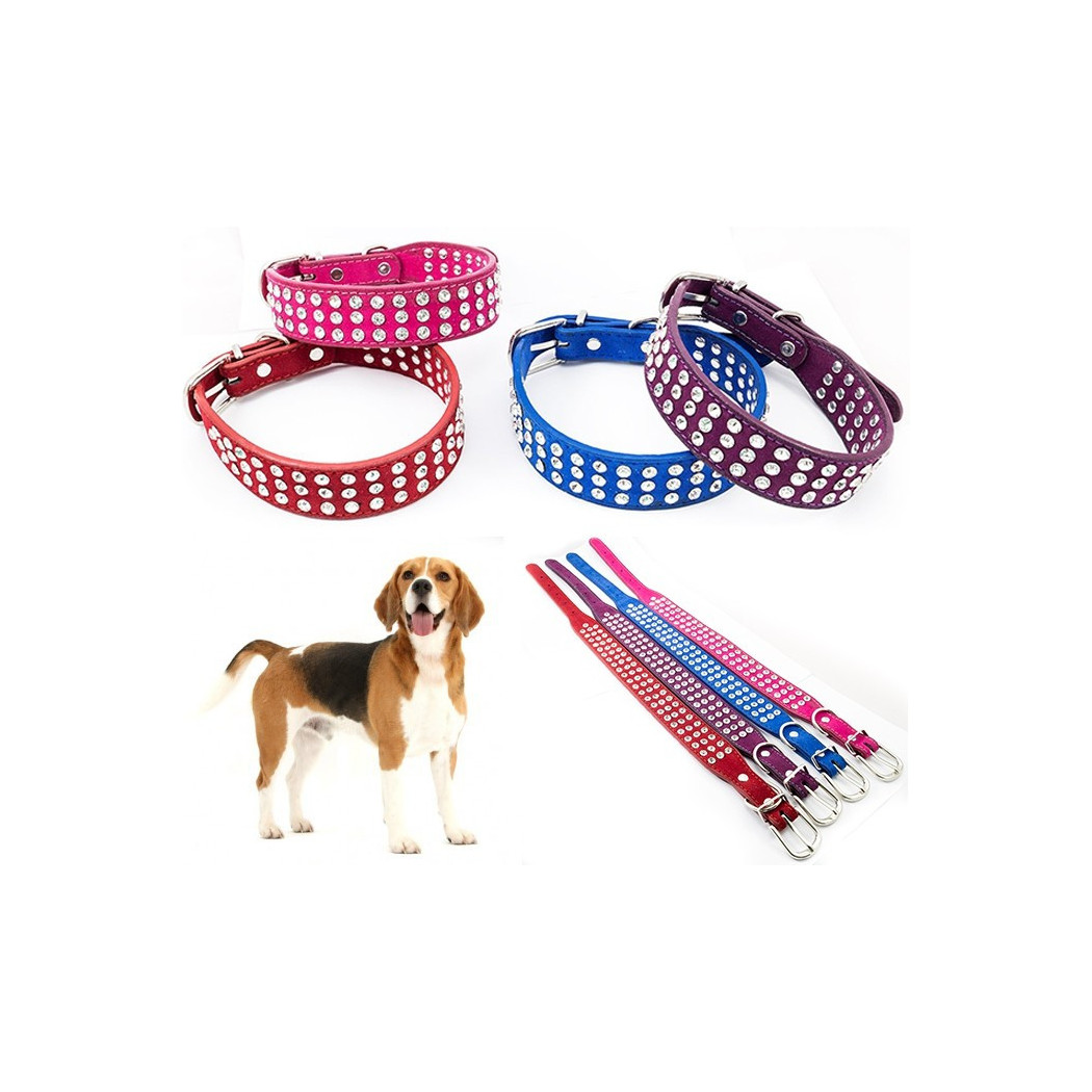 foto del prodotto trade shop collare per cane cani con strass e brillantini brillantinato taglia media 