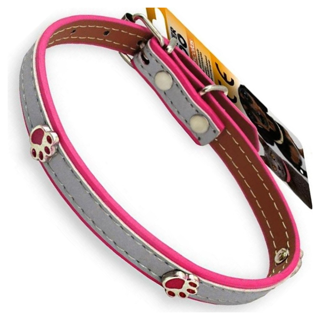 foto del prodotto trade shop collare per cani cuccioli gatti animali in cuoio 40 cm strass zampetta unisex 