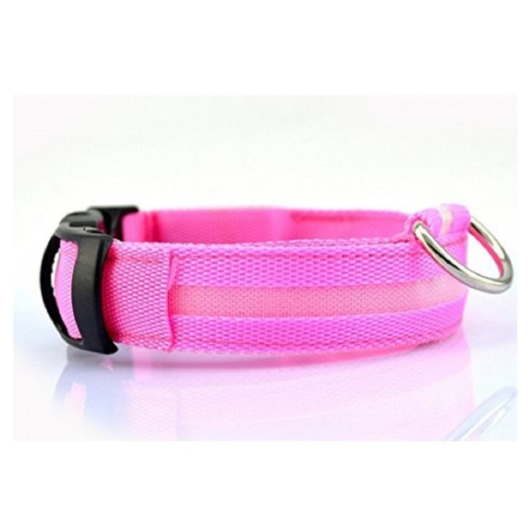 foto del prodotto trade shop collare regolabile luminoso a led per cani e gatti vari colori e misure rosa s