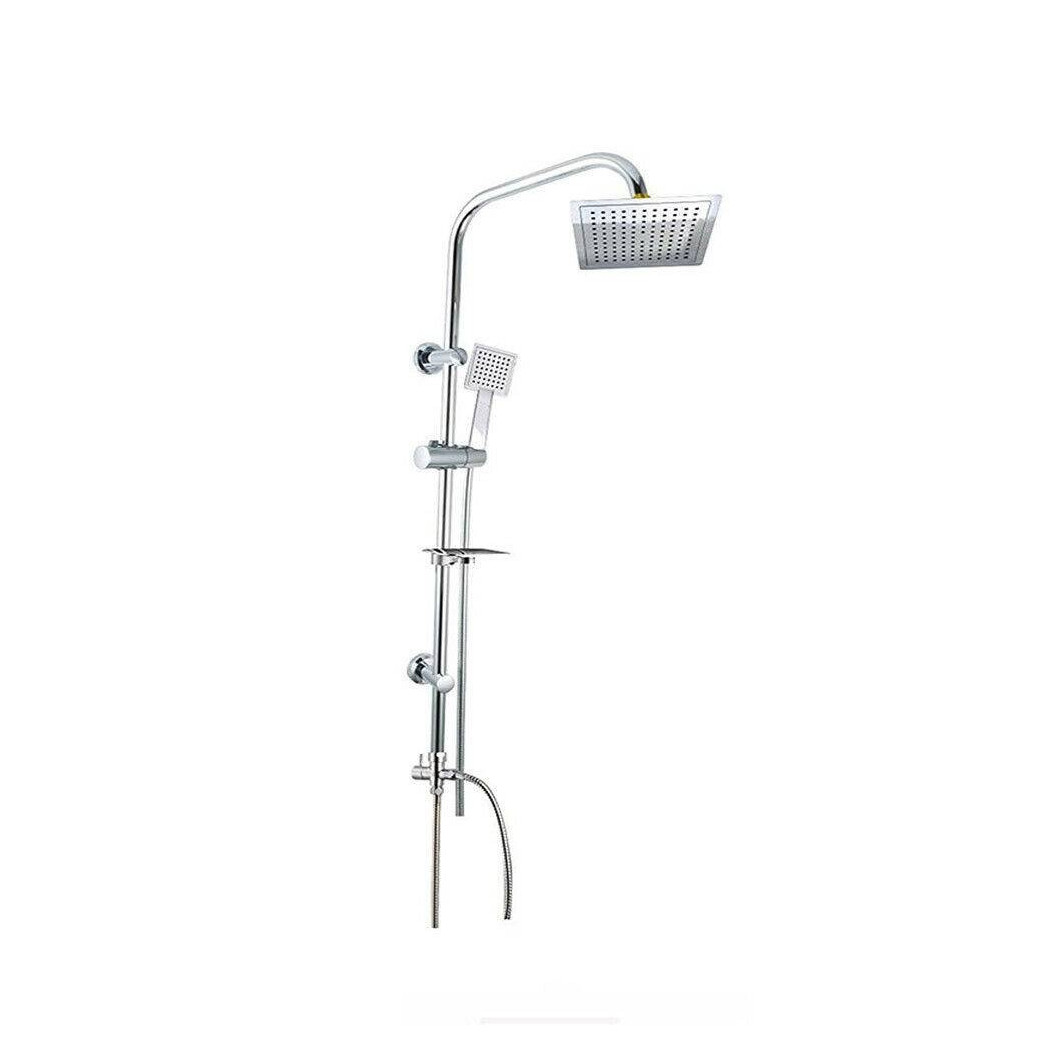 foto del prodotto trade shop colonna doccia bagno moderna saliscendi soffione quadrato portasapone 98cm 59395 