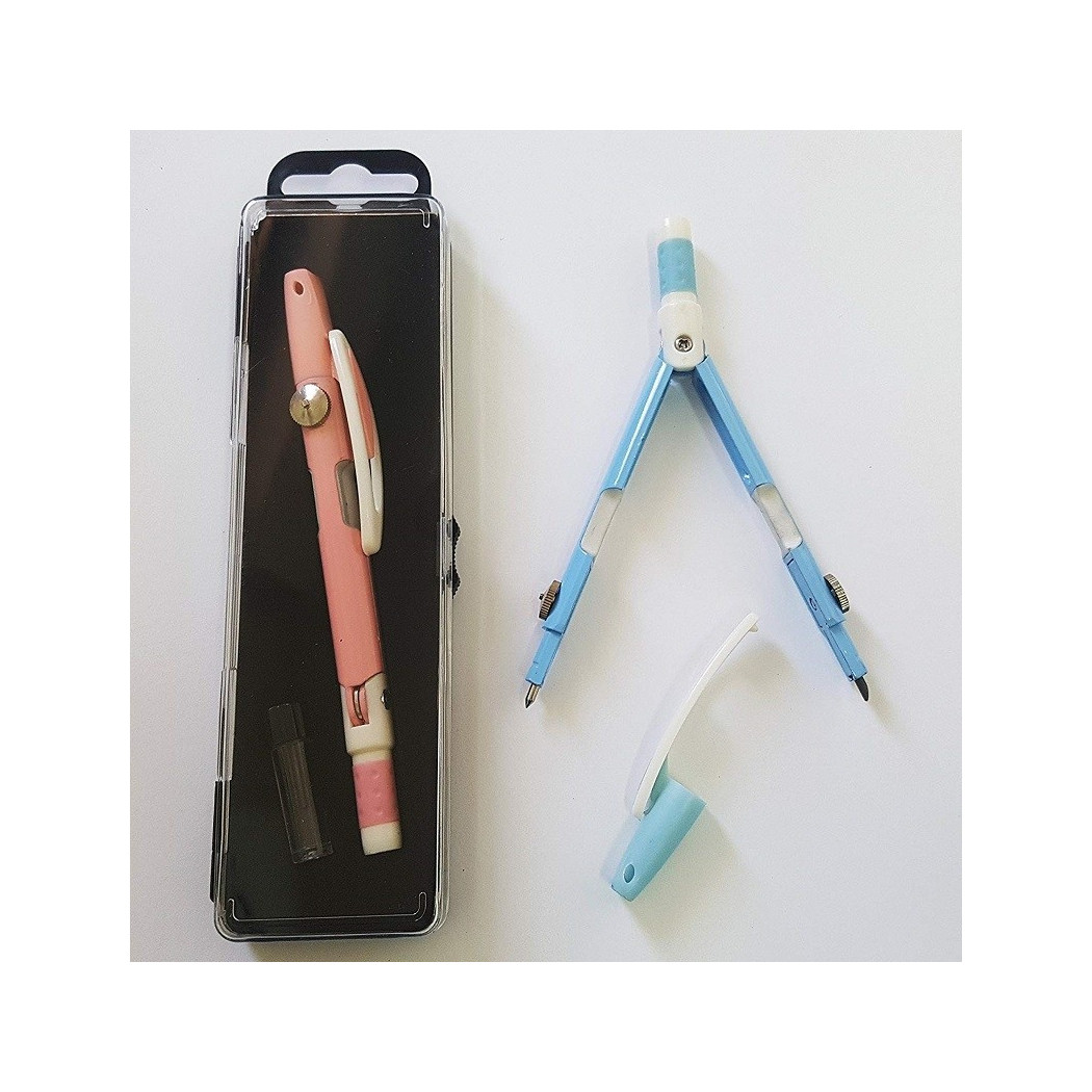 foto del prodotto trade shop compasso compatto portatile per disegni tecnici geometrico scuola lavoro ufficio 