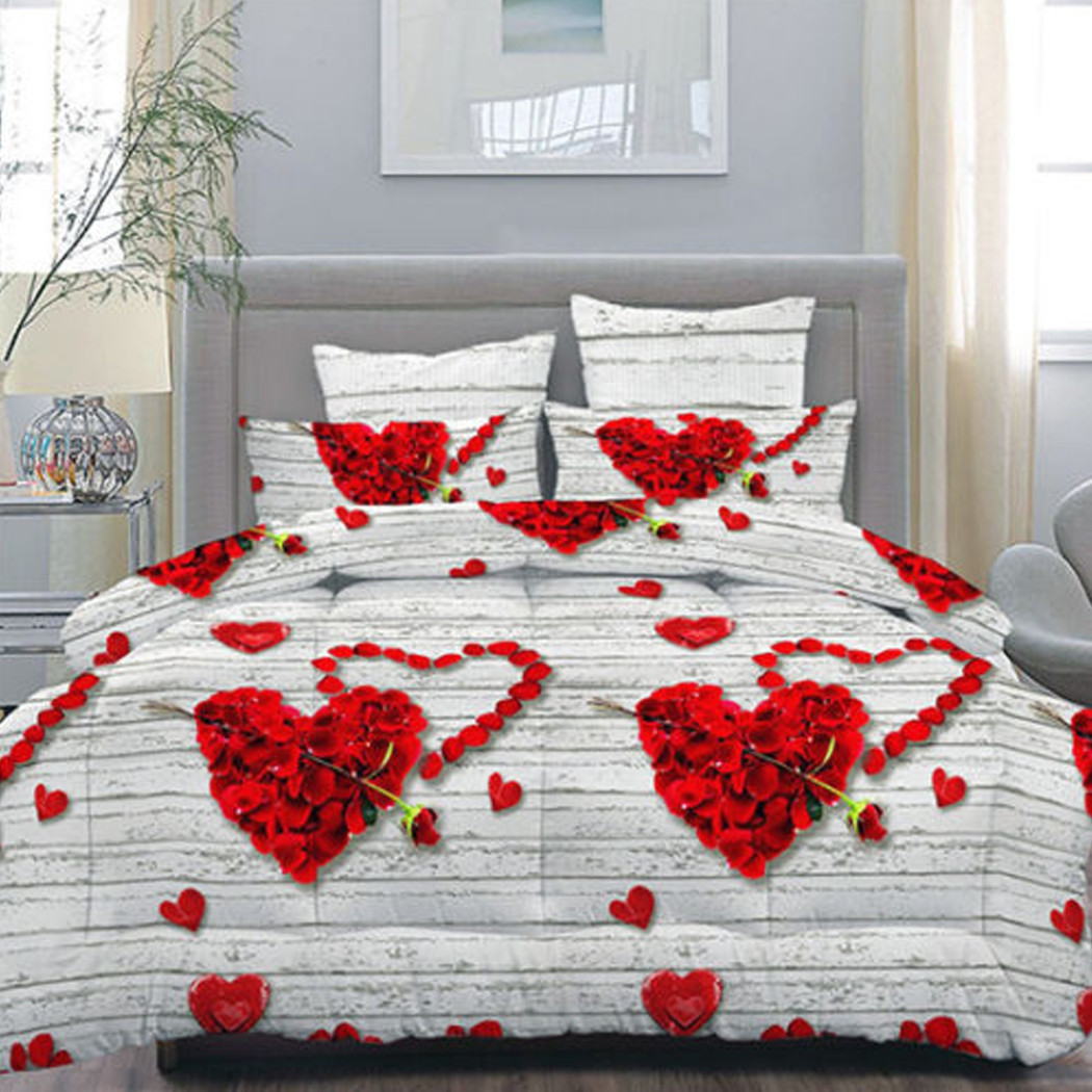 foto del prodotto trade shop completo matrimoniale caldo lenzuolo 250x290cm maxi angoli cuori petali rosa 