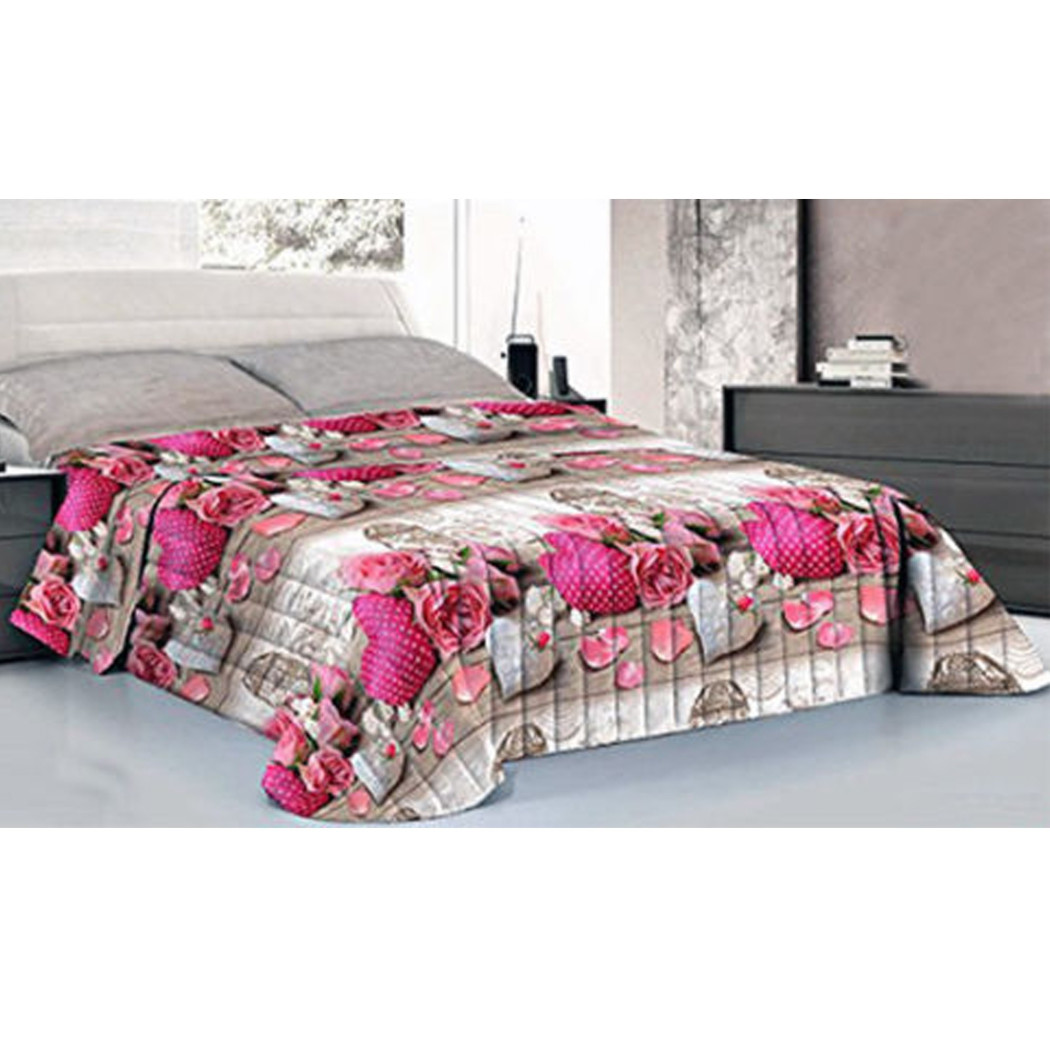 foto del prodotto trade shop completo matrimoniale caldo lenzuolo 250x290cm maxi angoli cuori pois rose 
