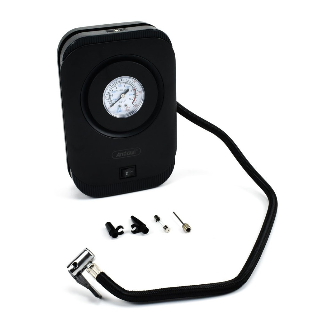 foto del prodotto trade shop compressore d 39 aria pompa per auto 120w cavo accendisigari 12v manometro q dq025 