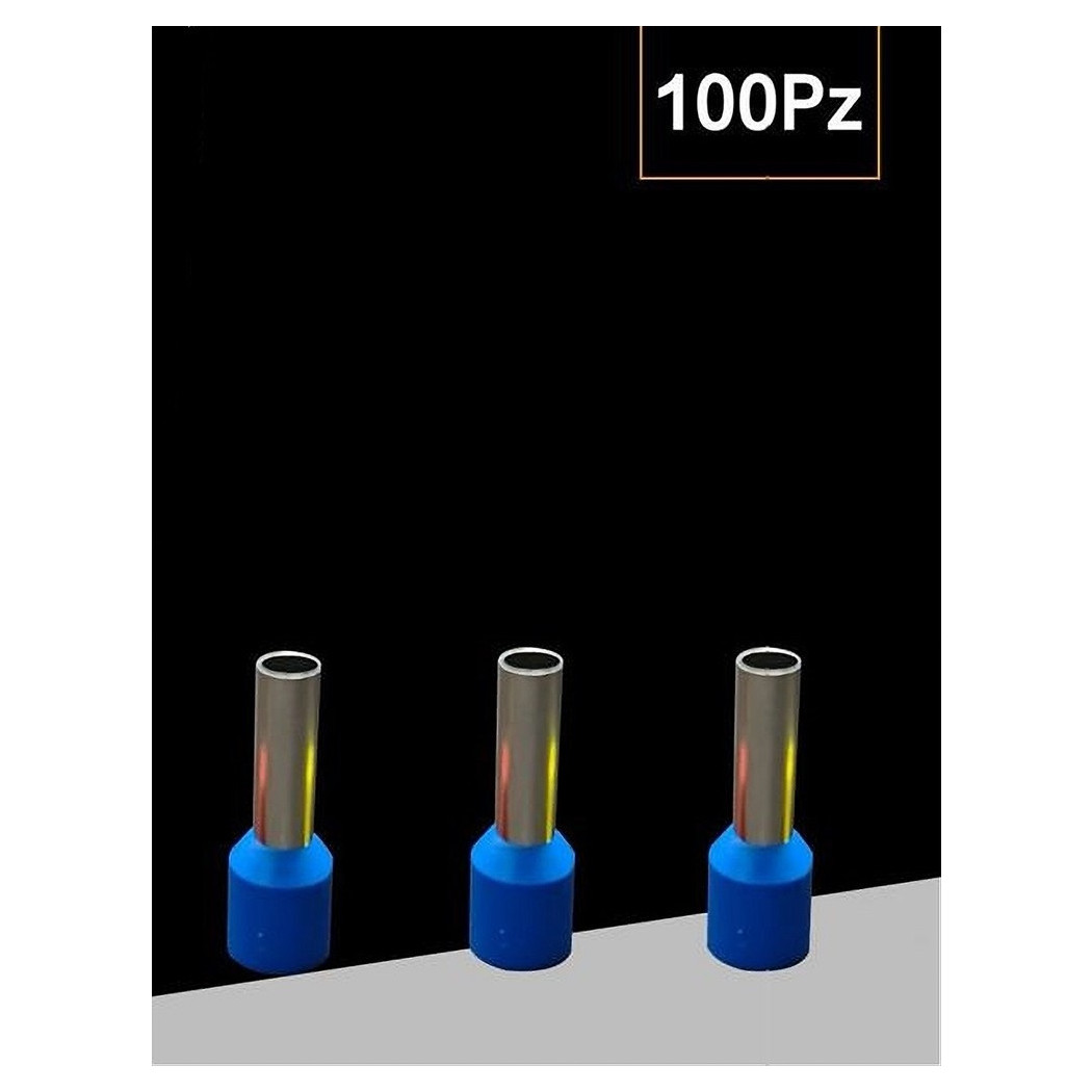 foto del prodotto trade shop confezione 100 pz tubetto capicorda isolato per cavi 16mm terminale 12mm e16 12 blu