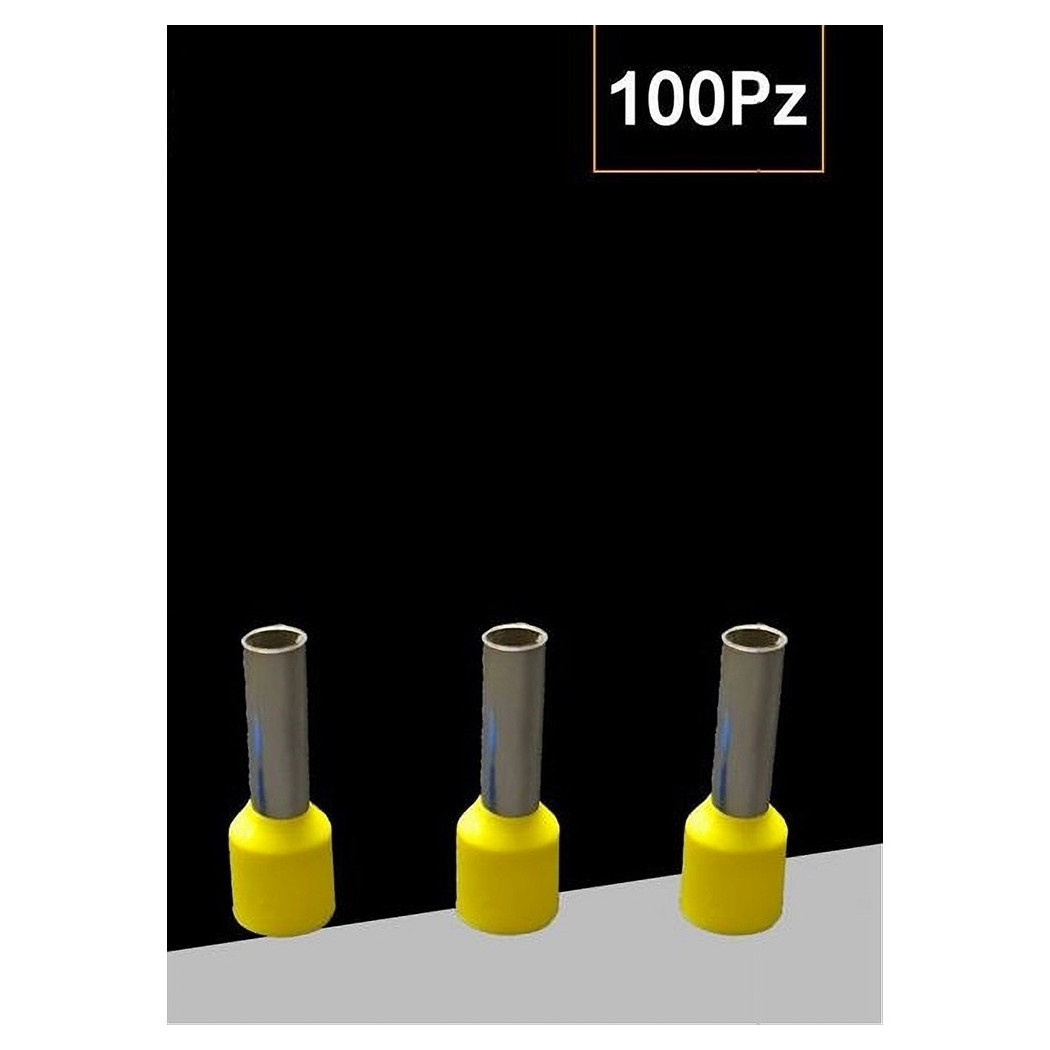 foto del prodotto trade shop confezione 100 pz tubetto capicorda isolato per cavi 16mm terminale 12mm e16 12 giallo