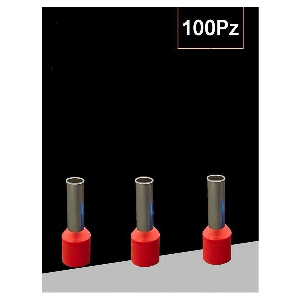 foto del prodotto trade shop confezione 100 pz tubetto capicorda isolato per cavi 16mm terminale 12mm e16 12 rosso