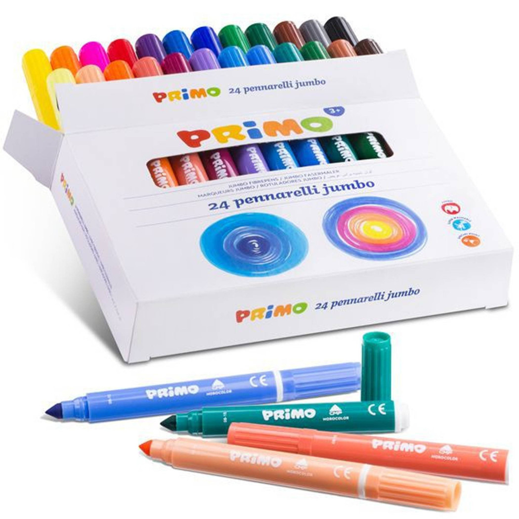 foto del prodotto trade shop confezione 24 pennarelli colorati scuola disegno bambini con punta grossa maxi 