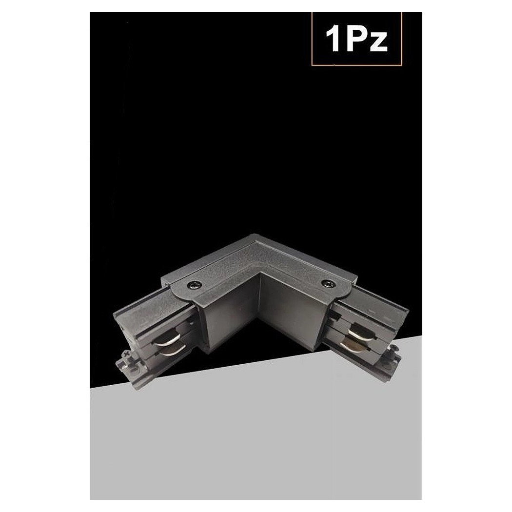 foto del prodotto trade shop connettore angolare tipo l giunto curvo binario track trifase bianco nero gf070 l nero