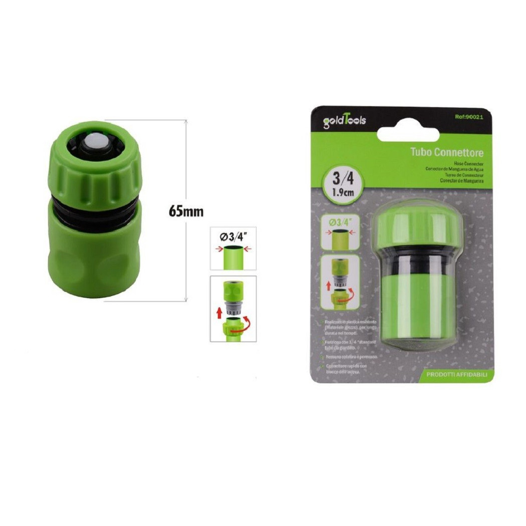 foto del prodotto trade shop - connettore con innesto rapido con acquastop per tubo da 3 4 1.9cm 65mm 90021 -