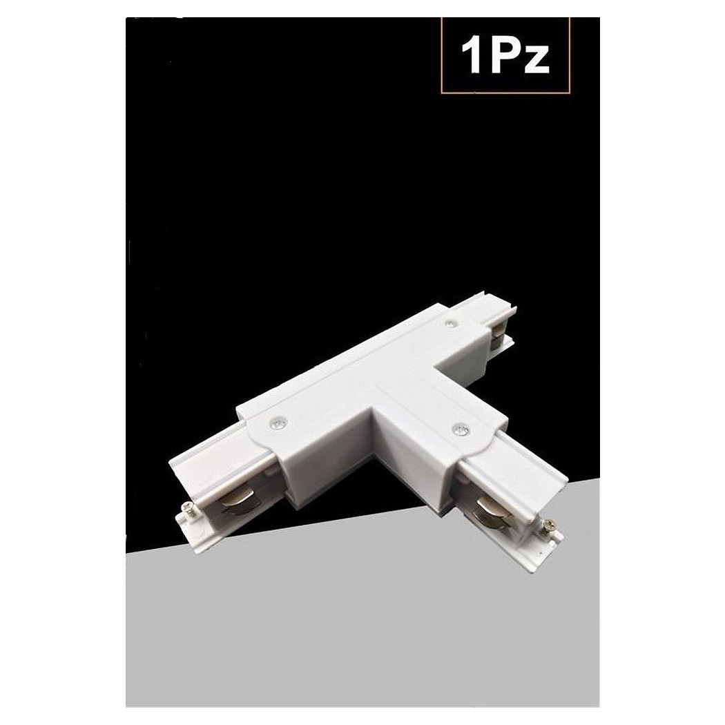 foto del prodotto trade shop connettore di tipo a t giunto per binario trifase colore bianco nero gf071 t bianco