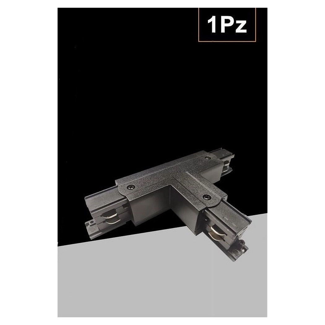 foto del prodotto trade shop connettore di tipo a t giunto per binario trifase colore bianco nero gf071 t nero
