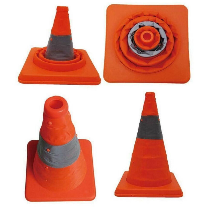 foto del prodotto trade shop cono telescopico stradale altezza 45cm base 24x24cm pieghevole auto camper camion 