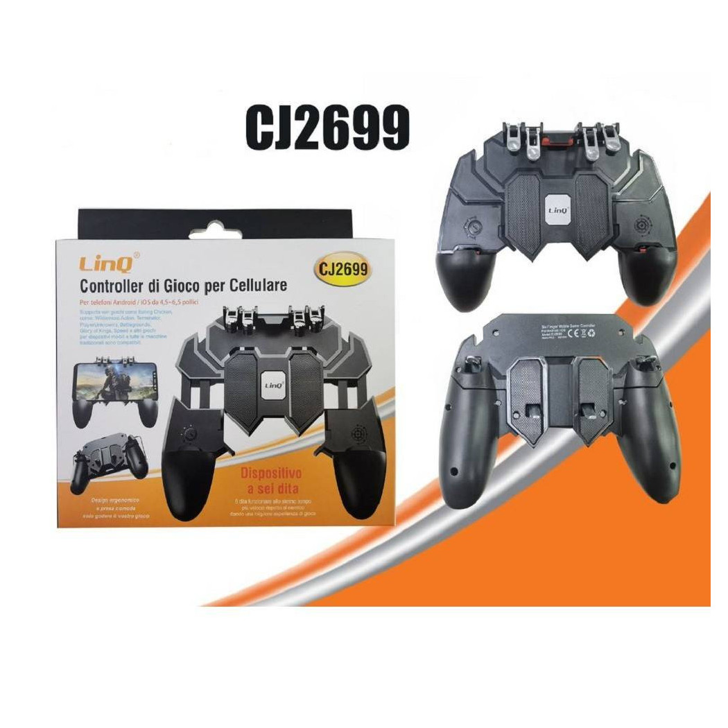 foto del prodotto trade shop controller di gioco per cellulare smartphone impugnatura flip a 6 dita cj2699 