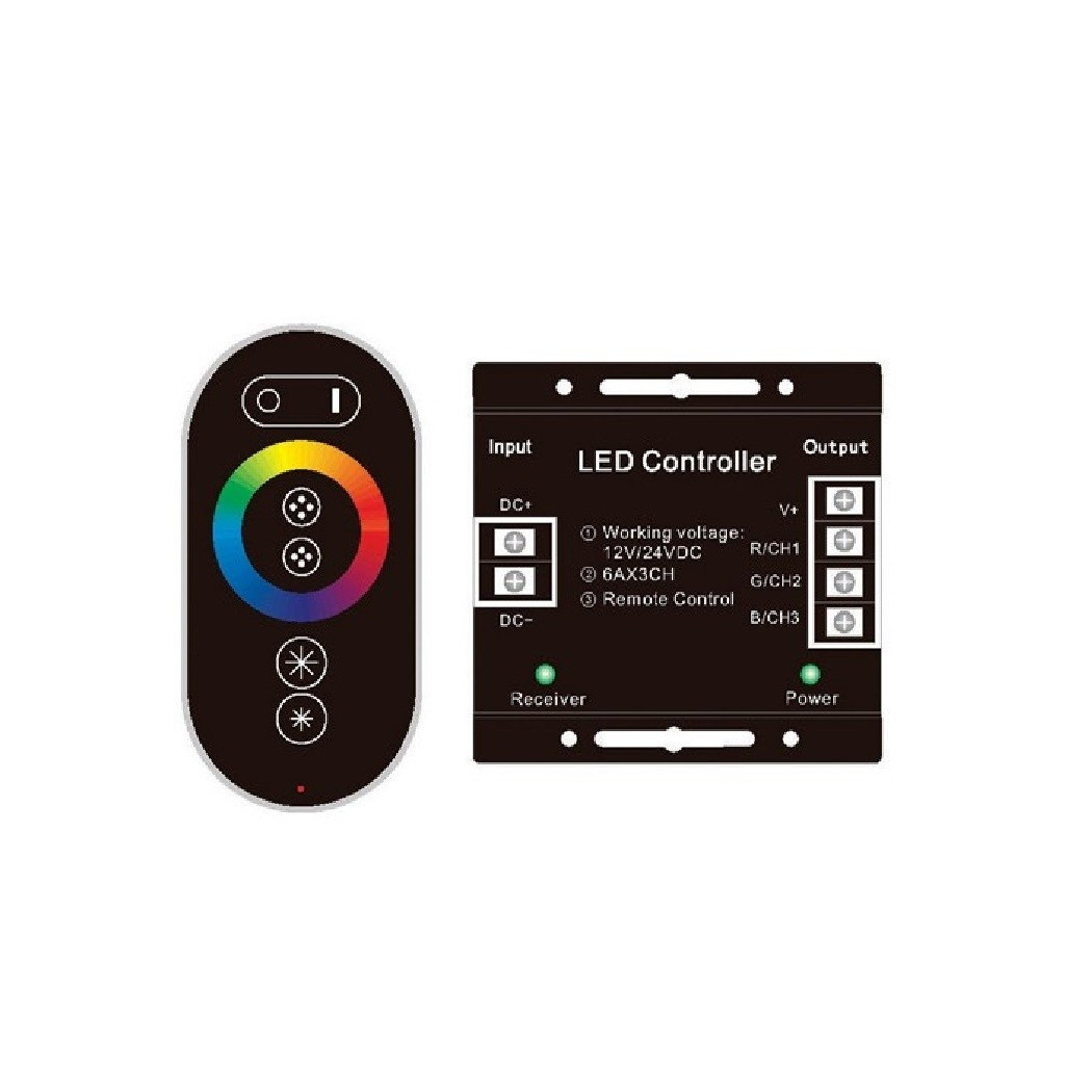 foto del prodotto trade shop controller led rgb con telecomando touch centralina strip striscia led 12v 