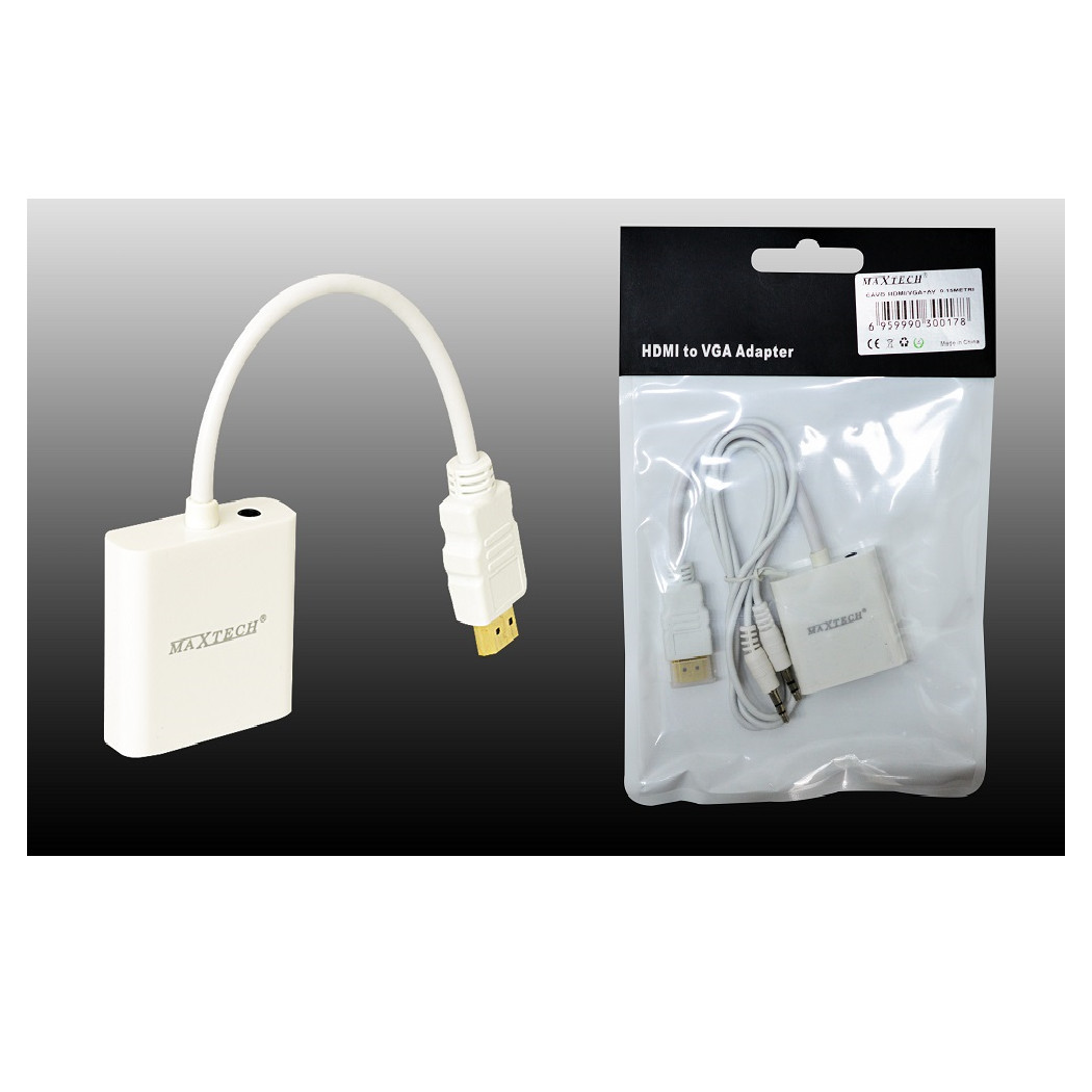 foto del prodotto trade shop convertitore adattatore cavo hdmi vga aux da 0.15 metri pc maxtech chdmi vga 