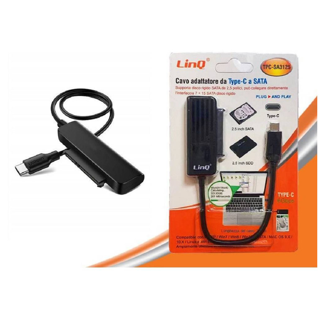 foto del prodotto trade shop convertitore adattatore da hard disk usb type c a sata a 15pin 2,5 quot hdd tpc sa3125 