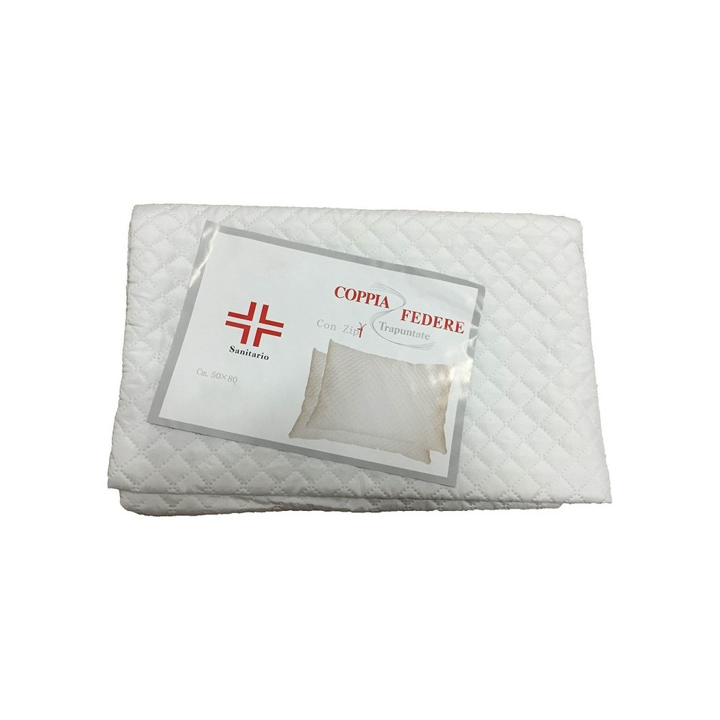 foto del prodotto trade shop coppia copricuscino trapuntato federe cotone sanitario traspirante cerniera zip 