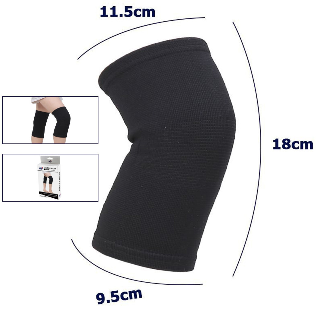 foto del prodotto trade shop coppia ginocchiere fascia elastica anallergica lavabile per bambini nero tg. s 
