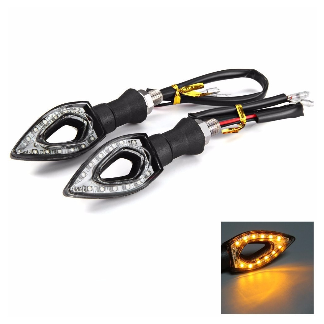 foto del prodotto trade shop coppia indicatore di direzione a 12 led forma di freccia punta per moto scooter 
