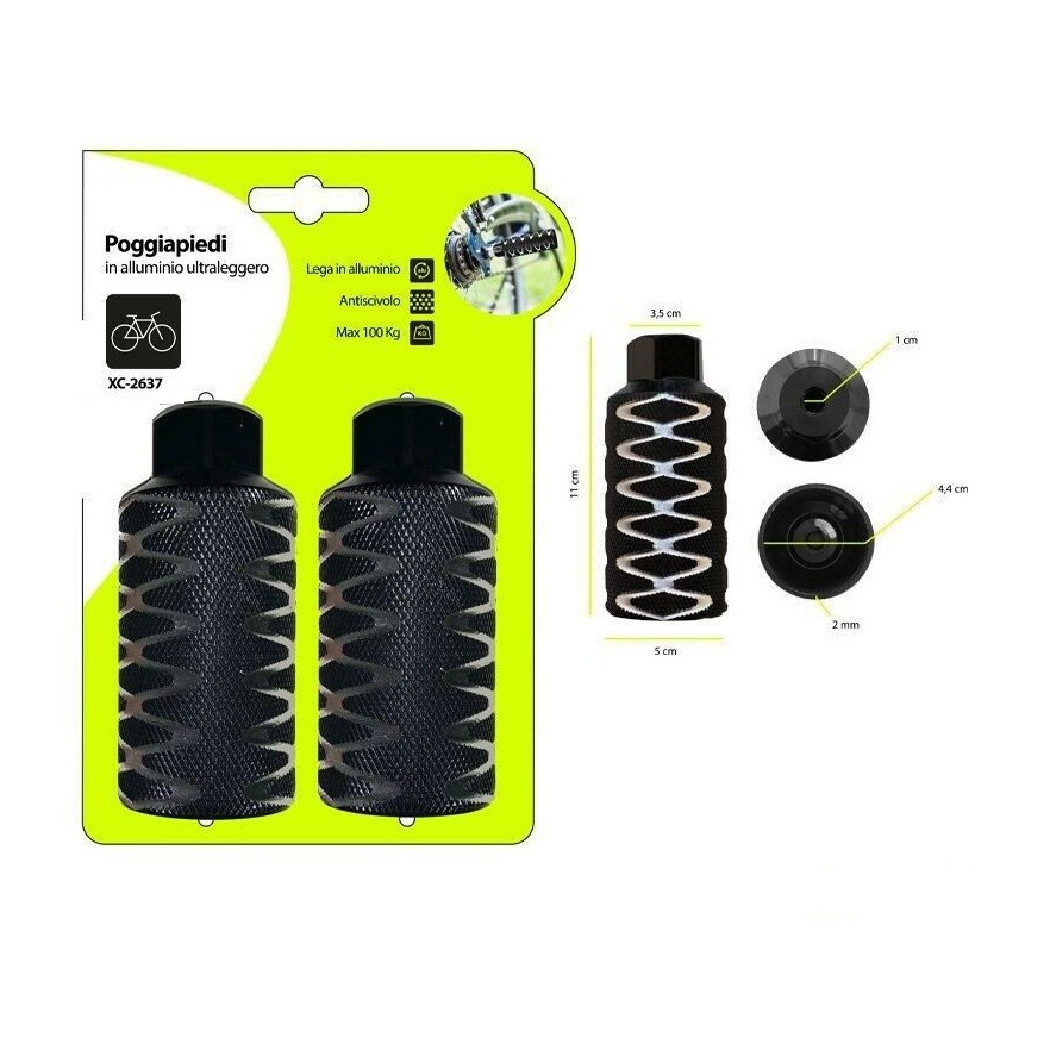 foto del prodotto trade shop coppia poggiapiedi in alluminio leggero antiscivolo per bici max. 100 kg xc 2637 