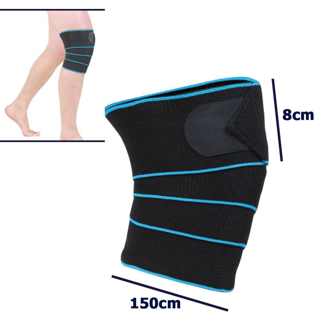 foto del prodotto trade shop coppia supporto tutore benda per ginocchio fascia per corridori 150x8cm blu 