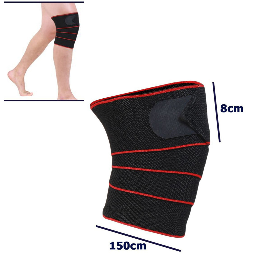 foto del prodotto trade shop coppia supporto tutore benda per ginocchio fascia per corridori 150x8cm rosso 