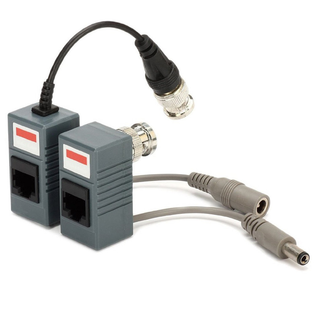 foto del prodotto trade shop coppia trasmettitori video audio balun alimentazione porta lan rj45 cavo cat 5 