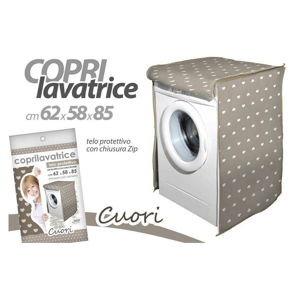 foto del prodotto trade shop copri lavatrice prottetivo 62x58x85 cm telo imbottito cerniera zip cuori 736810 