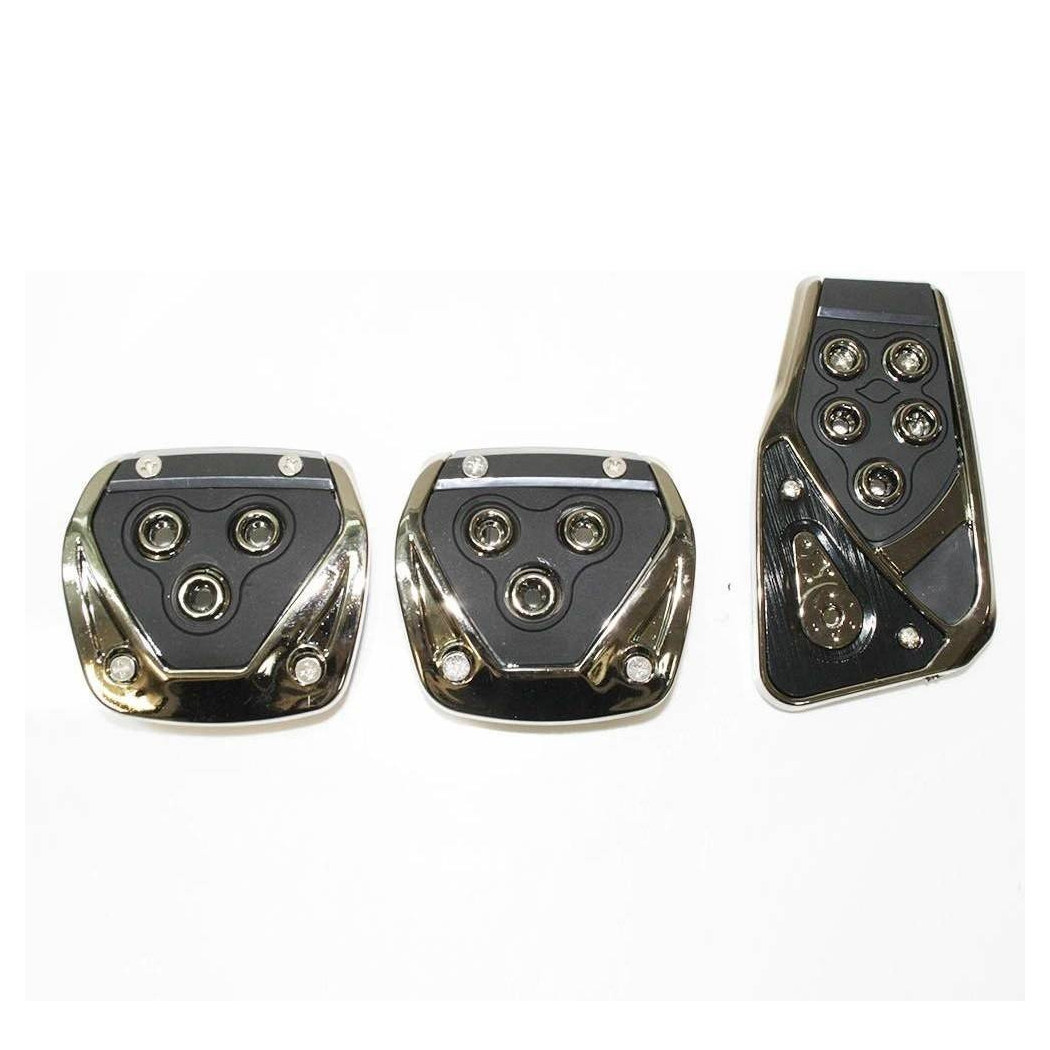 foto del prodotto trade shop copri pedali cromato acciaio nero ws1565 auto sportiva tuning antiscivolo auto 