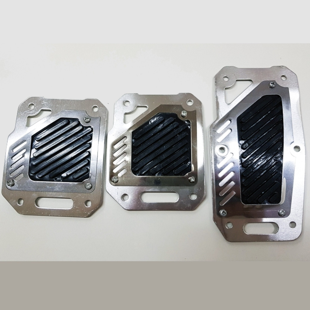 foto del prodotto trade shop copri pedali cromato acciaio nero ws1566 auto sportiva tuning antiscivolo auto 