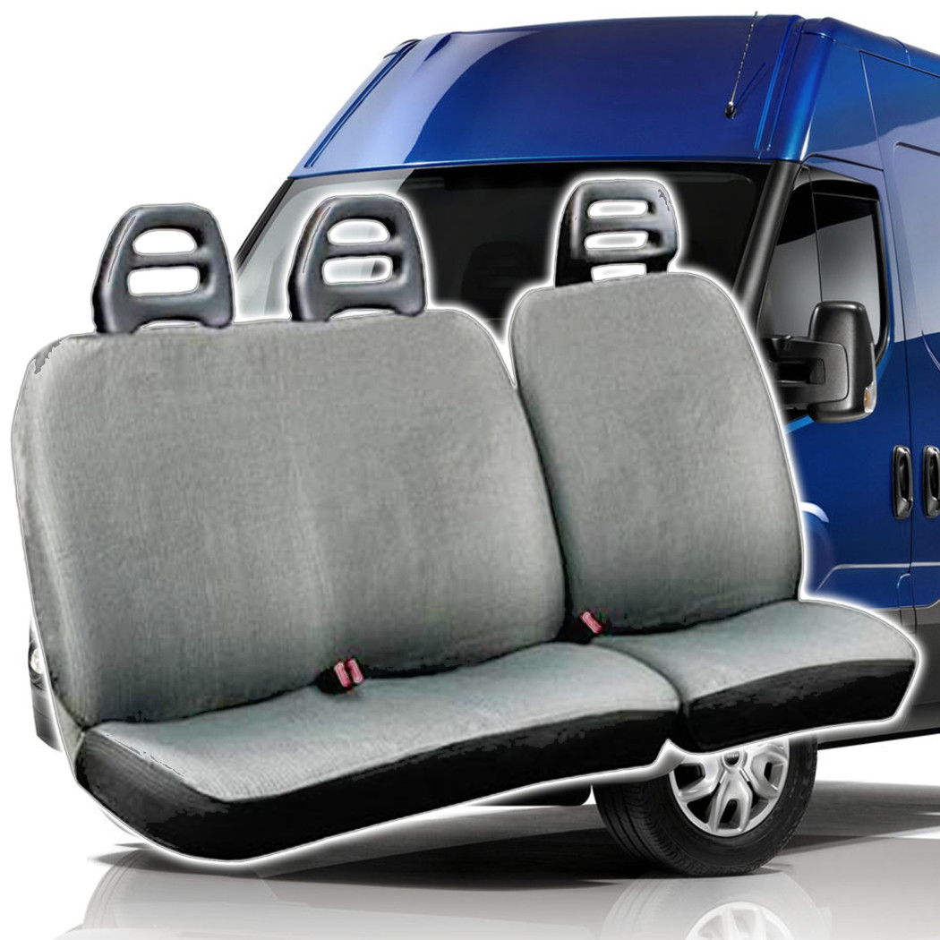 foto del prodotto trade shop coprisedili per furgone 3 posti iveco daily universali in cotone grigio chiaro 