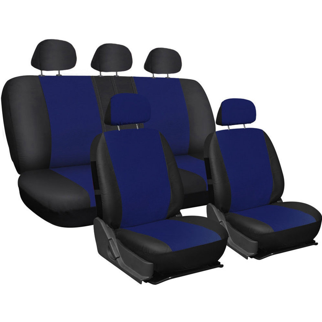 foto del prodotto trade shop coprisedili universali per auto in cotone bicolore blu scuro e nero copri sedile 