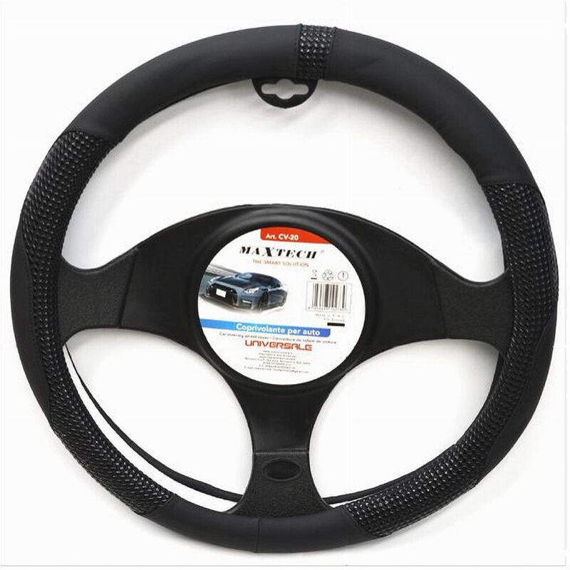 foto del prodotto trade shop coprivolante universale auto fodera protezione sterzo 38cm nero con rilievi cv 20 