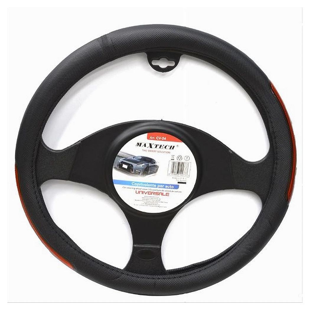 foto del prodotto trade shop coprivolante universale per auto fodera sterzo 38cm nero dettagli laterali cv 24 